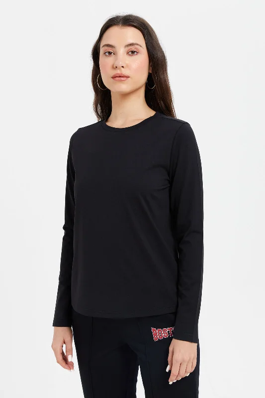 Women Black Active T-Shirt