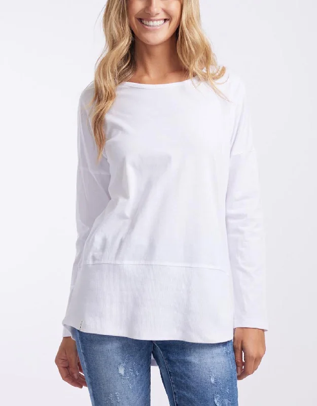 Fundamental Long Sleeve Rib Tee - White