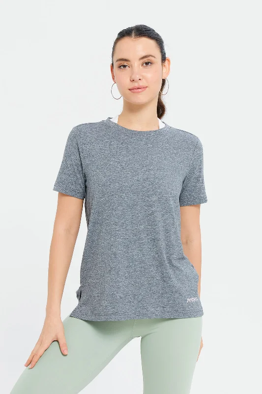 Women Grey Performance Active T-Shirt