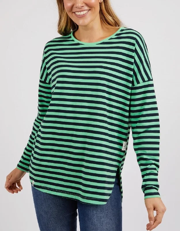 Lauren Stripe Long Sleeve Tee - Meadow/Navy Stripe