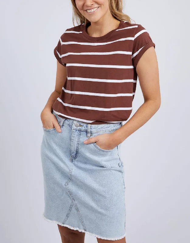 Manly Stripe Tee - Chocolate/White Stripe