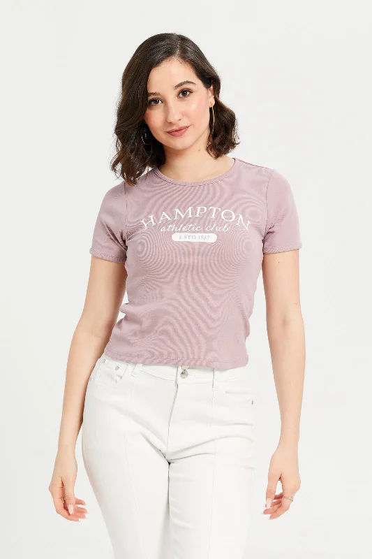 Women Mauve Printed T-Shirt