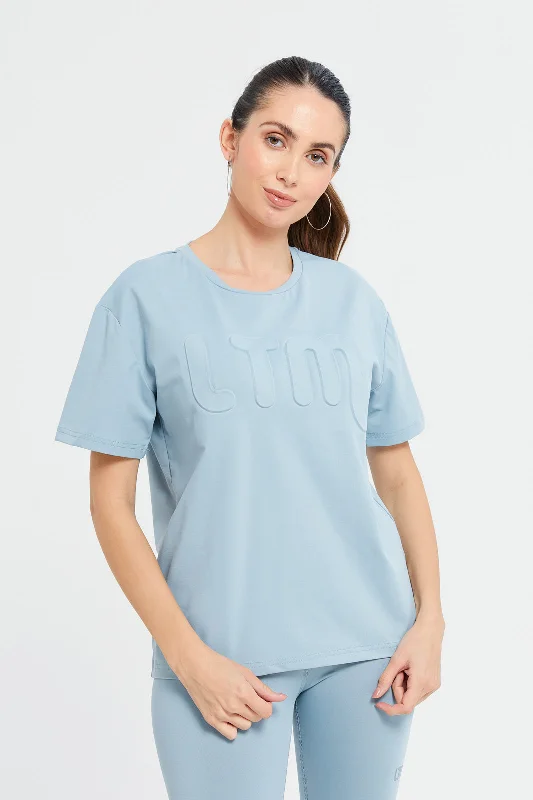 Women Mint Short Sleeve Active Embossed T-Shirt