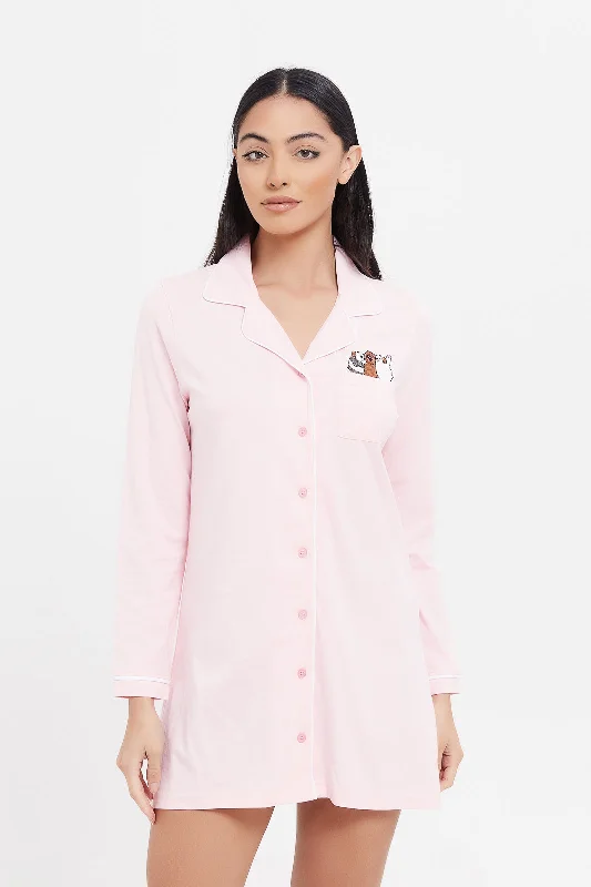 Girls Pink We Bare Bears Long Sleeves Nightshirt