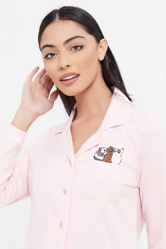 Girls Pink We Bare Bears Long Sleeves Nightshirt