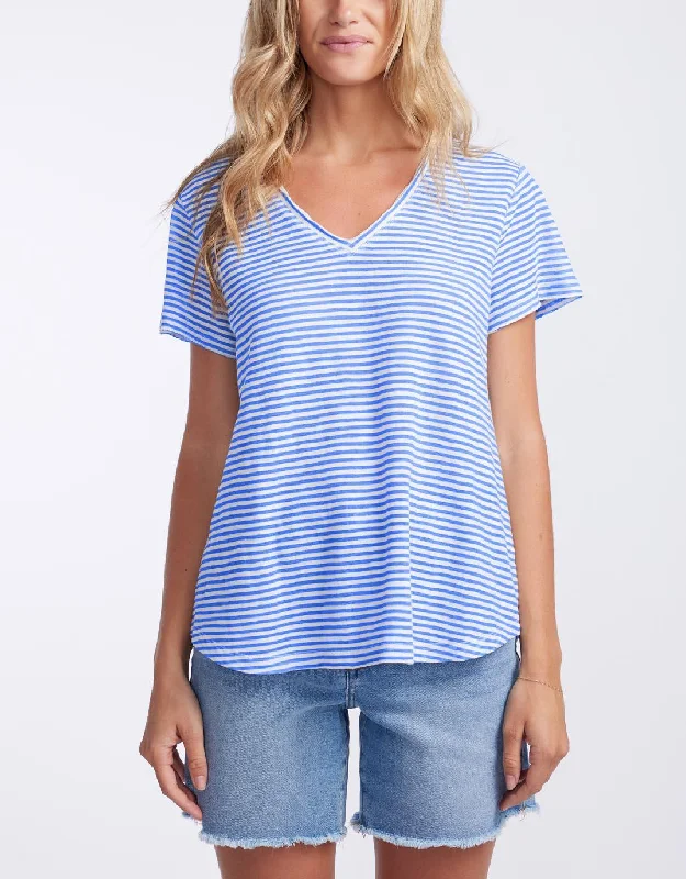 Sorbet Stripe Vee Neck Tee - Gelati Denim