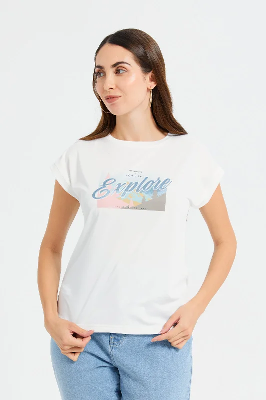 Women White Short Sleeves Performance T-Shirt