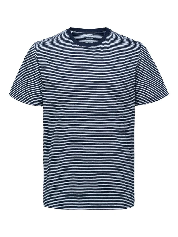 Selected Homme Norman 180 - Stribet T-shirt i økologisk bomuld