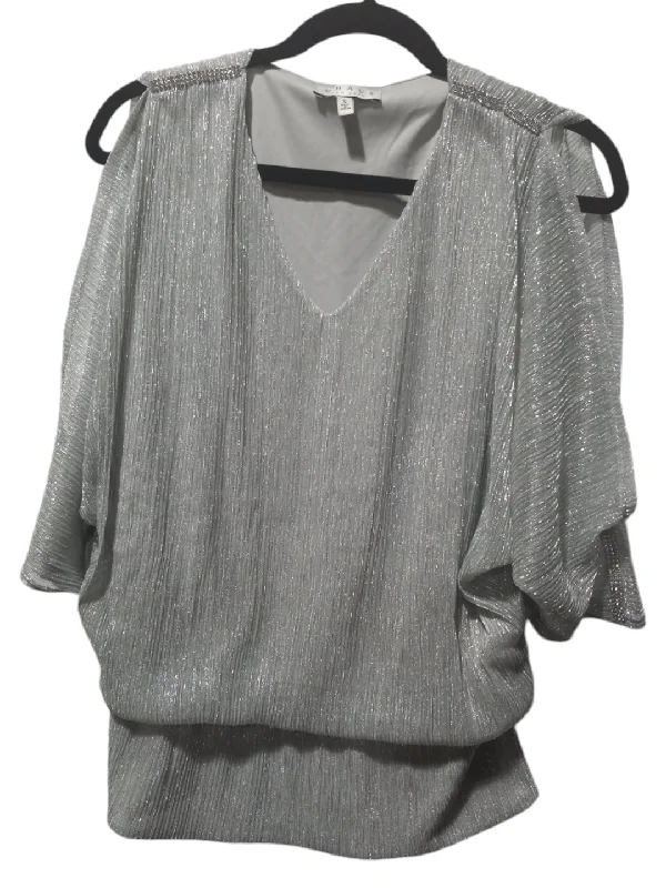 Blouse 3/4 Sleeve By Chaus In Silver, Size: S