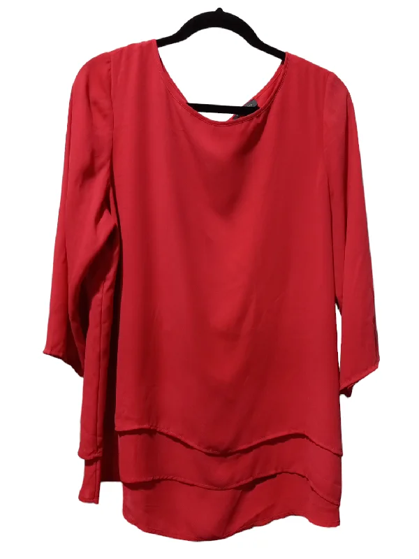 Blouse 3/4 Sleeve By Limited In Red, Size: L