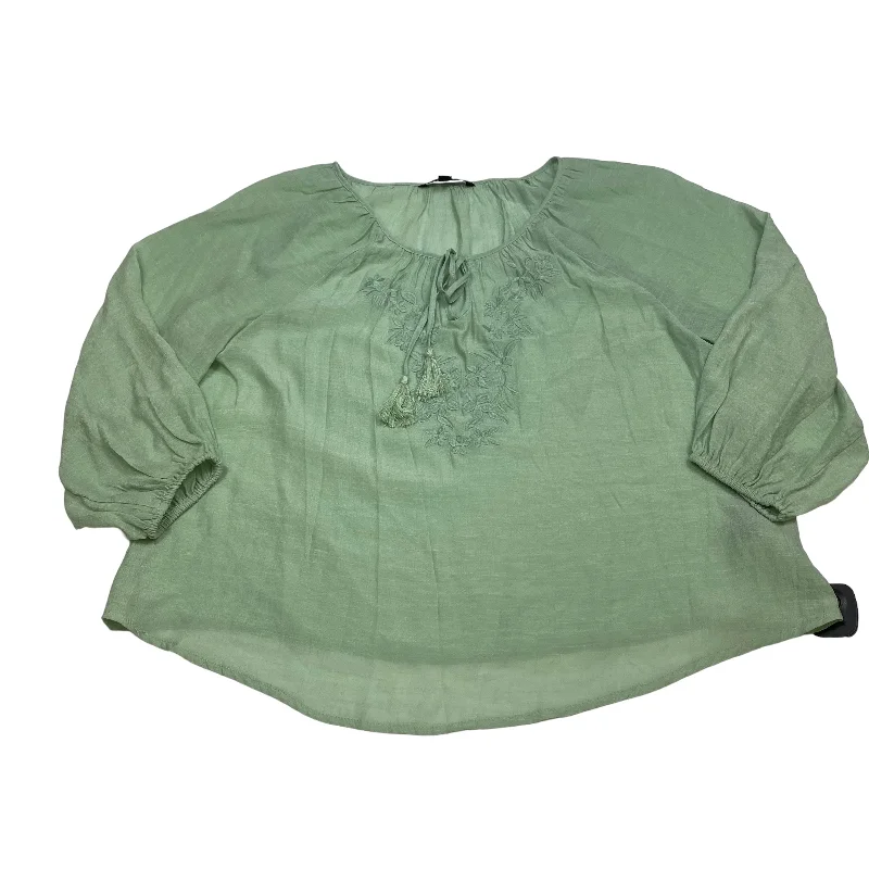 Blouse 3/4 Sleeve By Zac And Rachel In Green, Size: Xl