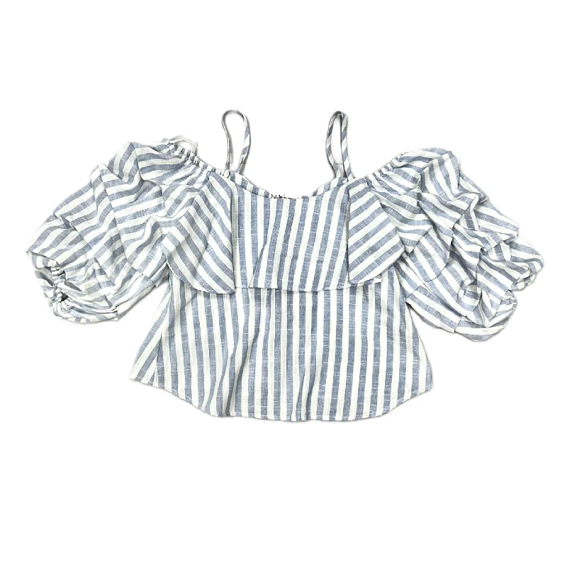 Blouse Designer By Neiman Marcus In Blue & White, Size: Xs