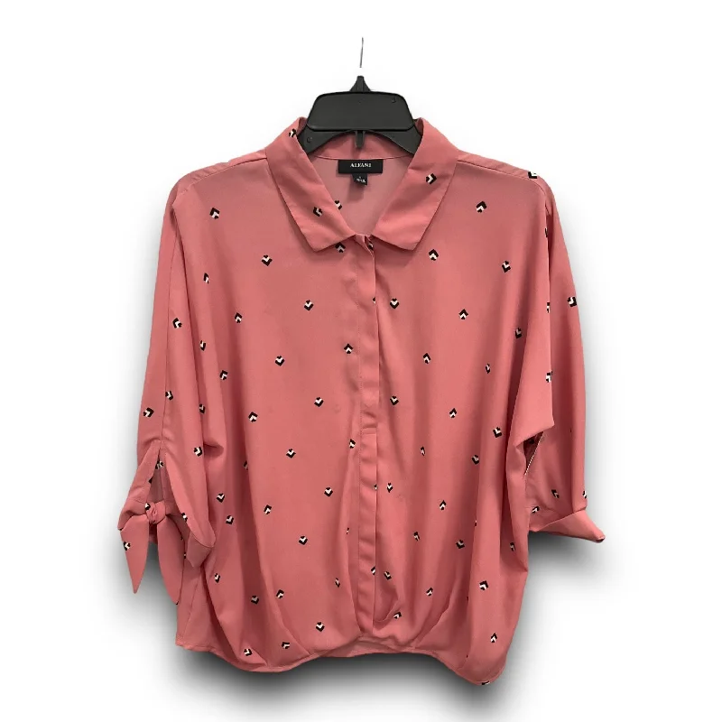 Blouse Long Sleeve By Alfani In Pink, Size: S