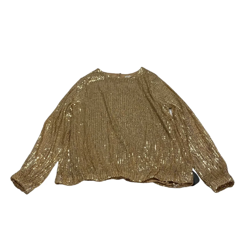 Blouse Long Sleeve By Clothes Mentor In Gold, Size: M