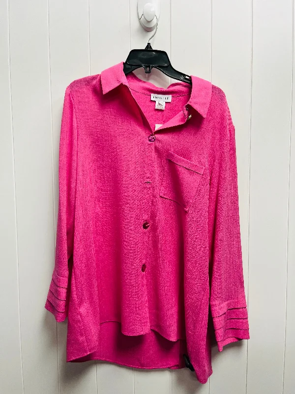 Blouse Long Sleeve By Clothes Mentor In Pink, Size: L