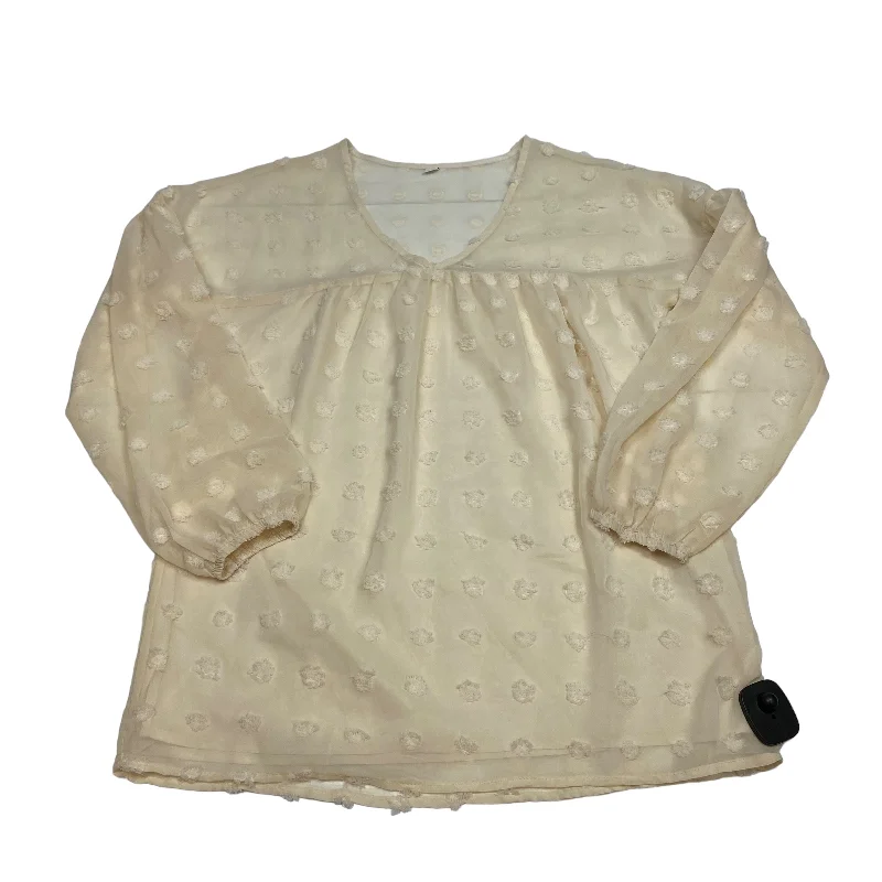 Blouse Long Sleeve By Cmf In Cream, Size: M