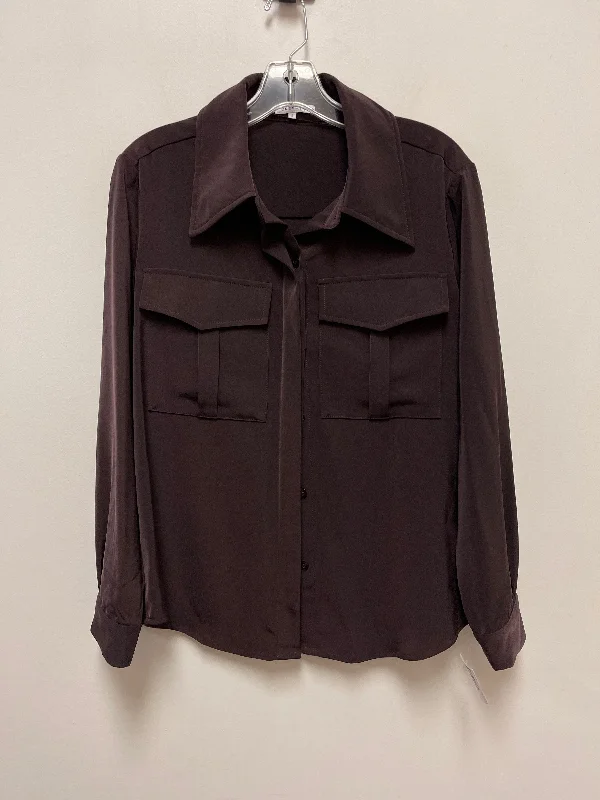 Blouse Long Sleeve By Crescent Drive In Brown, Size: S