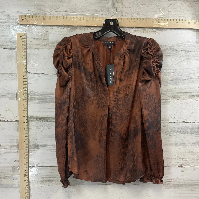 Blouse Long Sleeve By Current Air In Brown, Size: Xs