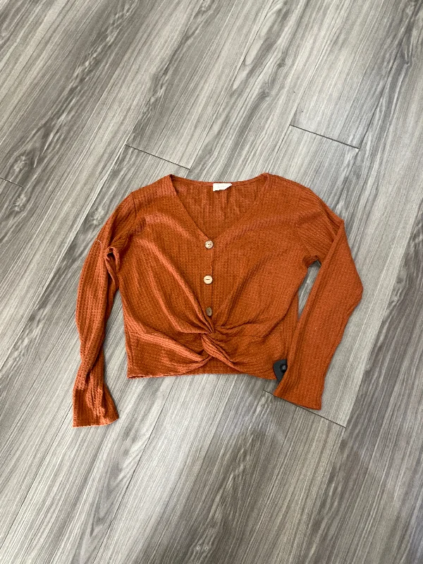 Blouse Long Sleeve By Free Kisses In Tan, Size: M