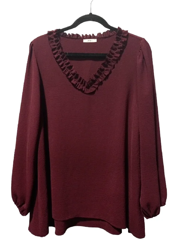 Blouse Long Sleeve By Jodifl In Red, Size: L