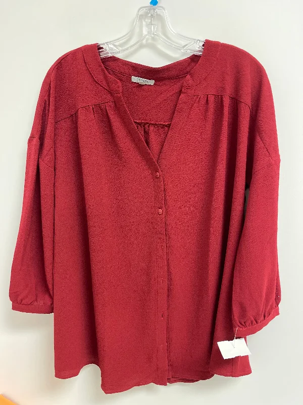 Blouse Long Sleeve By Jodifl In Red, Size: M