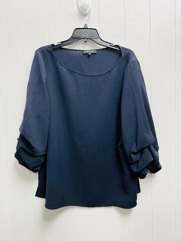 Blouse Long Sleeve By Lafayette 148 In Navy, Size: Xl