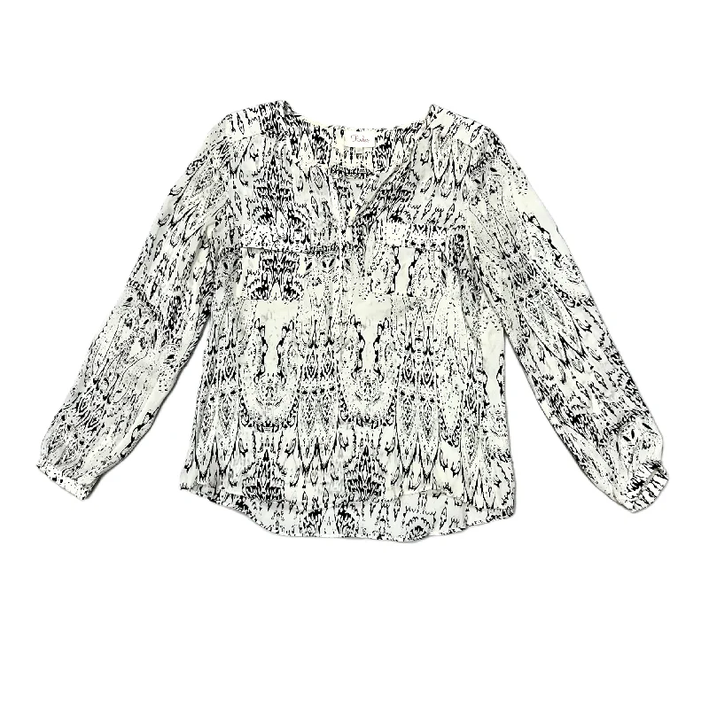 Blouse Long Sleeve By Parker In Black & White, Size: S