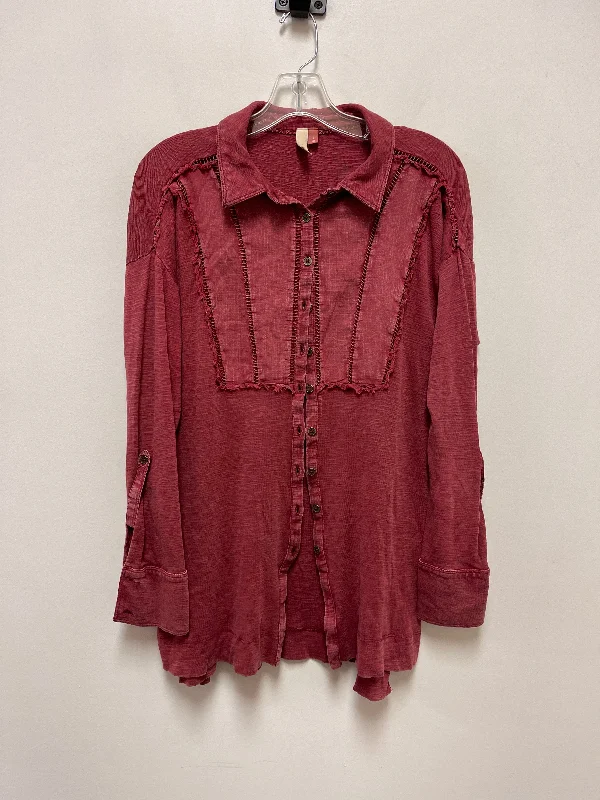 Blouse Long Sleeve By Pilcro In Red, Size: S