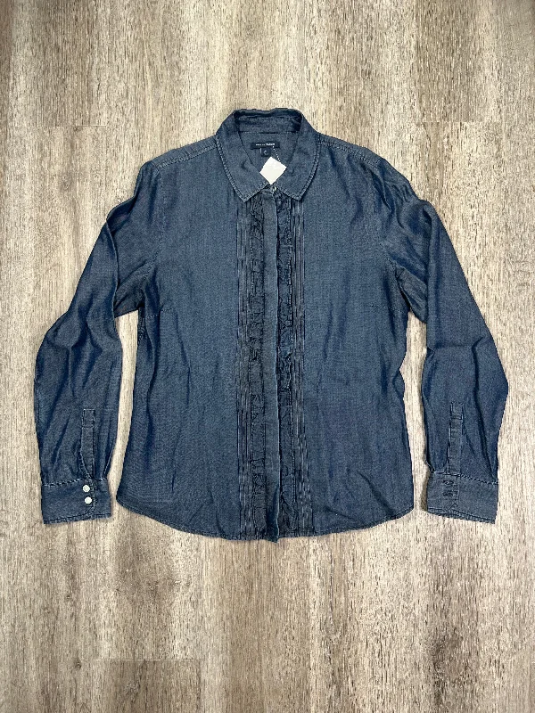 Blouse Long Sleeve By Tommy Hilfiger In Blue Denim, Size: L