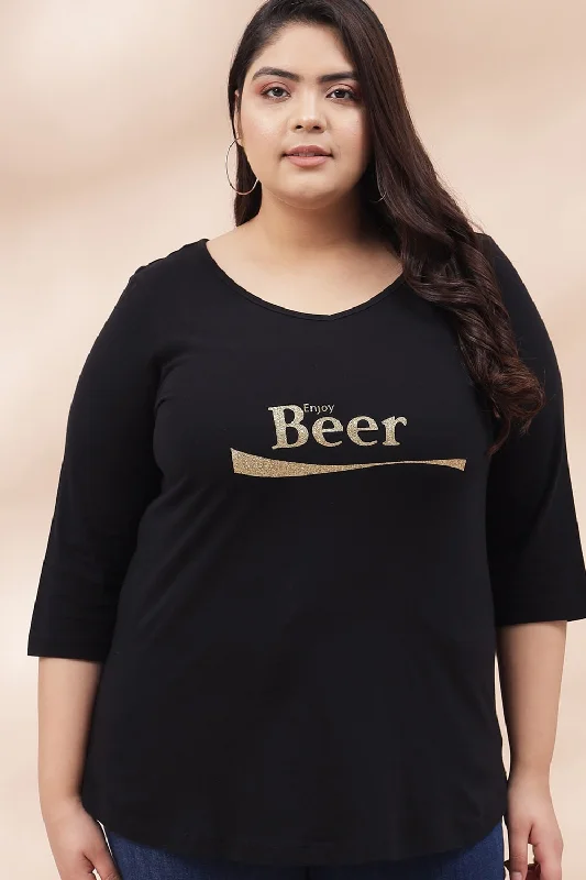 Black Golden Glitter Print Tshirt