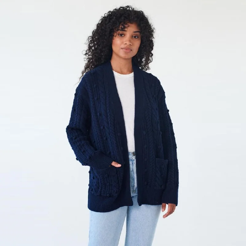 Bobble Stitch Cardigan (Navy)