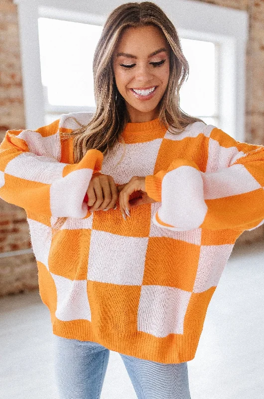 Checkered Bishop Sleeve Sweater | S-XL