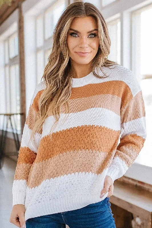 Chestnut Colorblock Knitted Sweater | S-XL