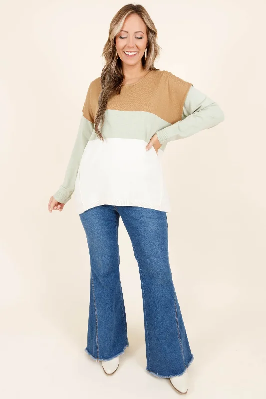 Colorblock Foundations Sweater, Sage