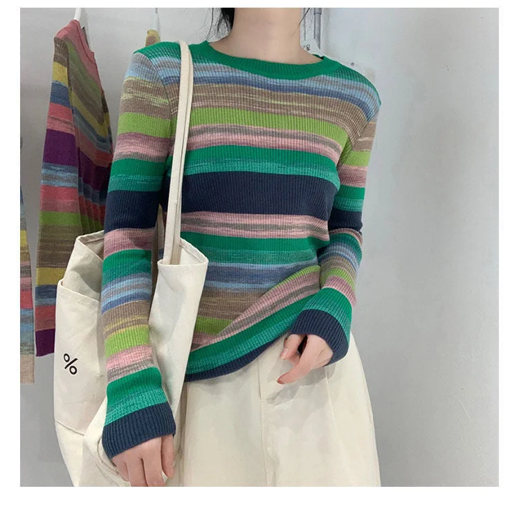 KittenAlarm - Loose Stretchy  Striped Colors Sweater