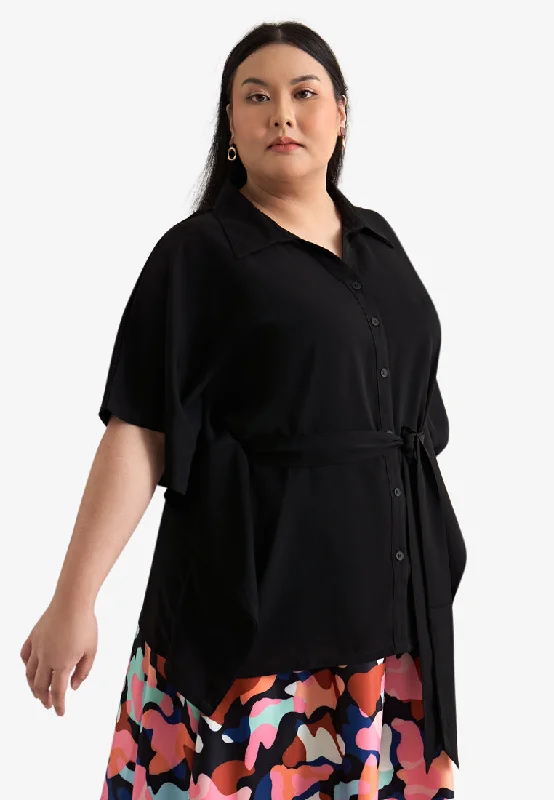 Padma Flowy Belted Short Sleeve Caftan Shirt