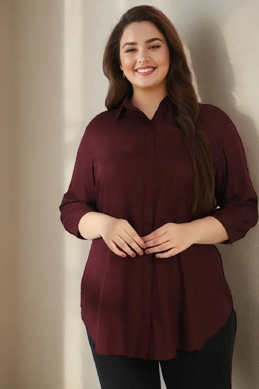 Plum Round Hemline Shirt