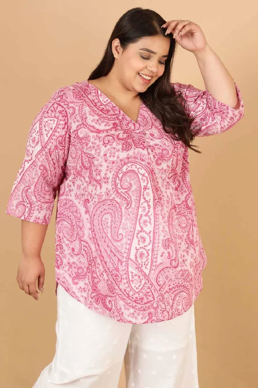 Pink Paisley Print Cotton Top