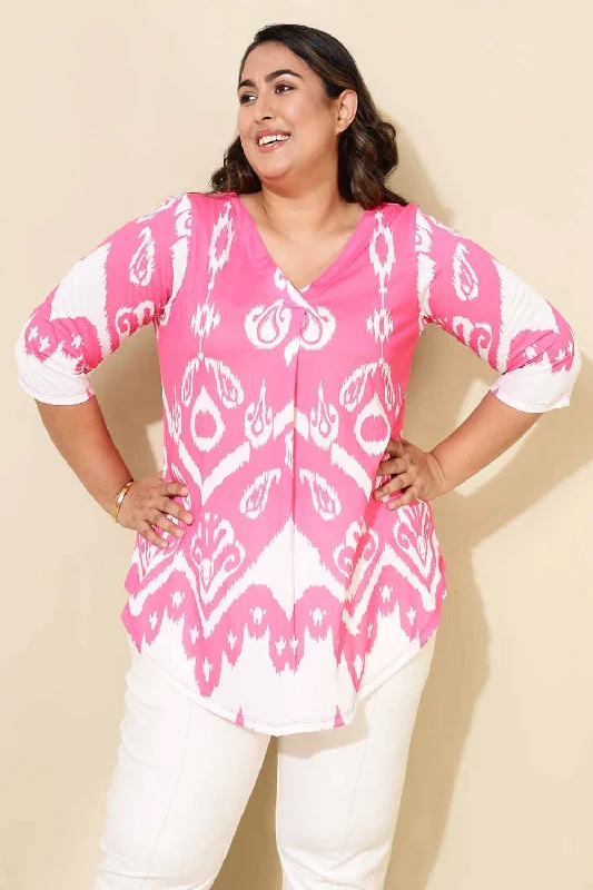 Plus Size Pink White Top