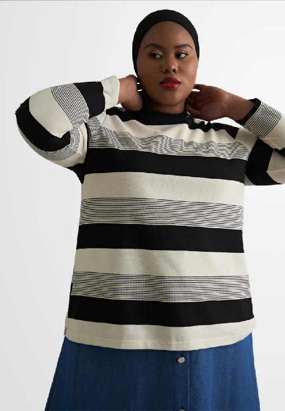 Ritika Round Neck Random Stripes Knit Top