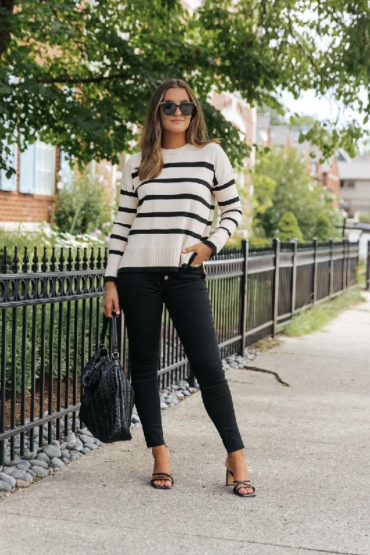 Tan and Black Striped Sweater