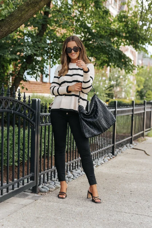 Tan and Black Striped Sweater