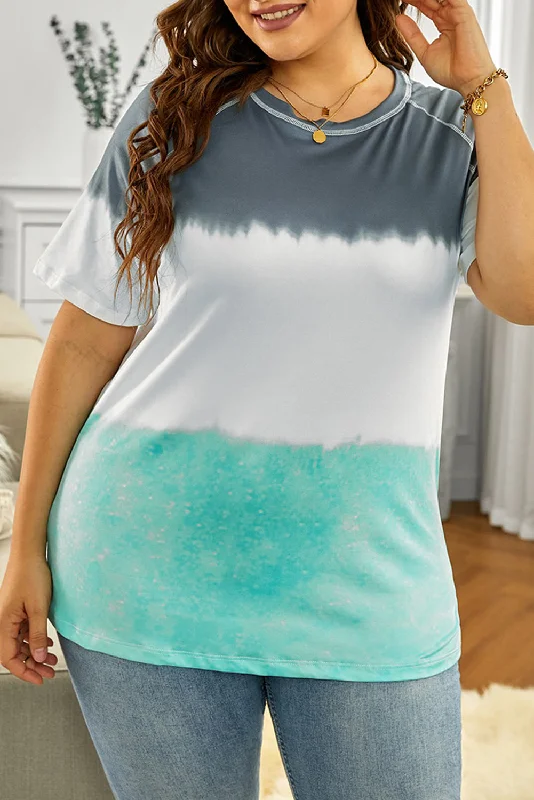 Tie-dye Raglan Sleeve Plus Size T-shirt