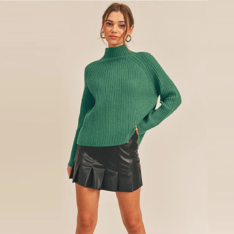 Turtleneck Ribbed Sweater (Green)