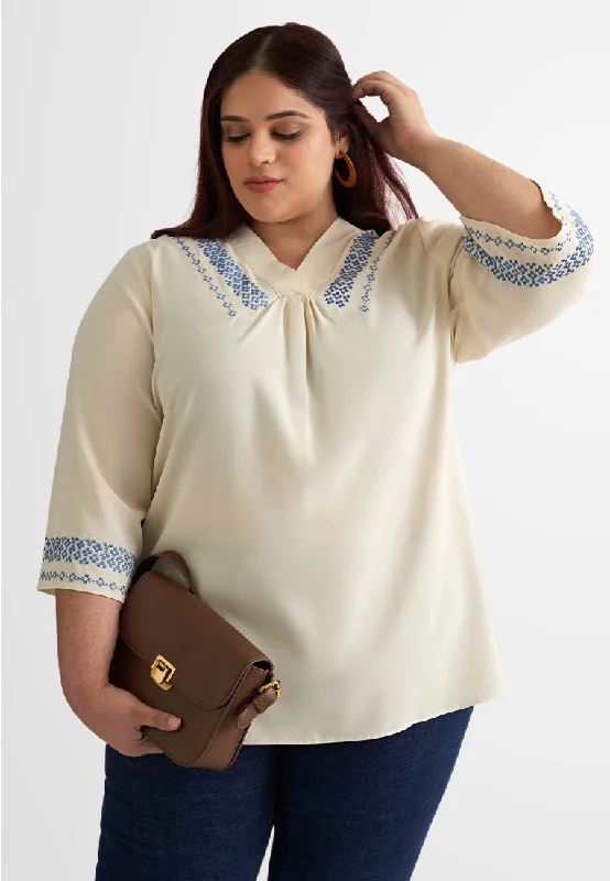 Venicia V-Neck Embroidery Top