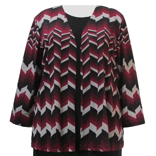 Wine Chevron Cardigan Sweater Women's Plus Size Cardigan