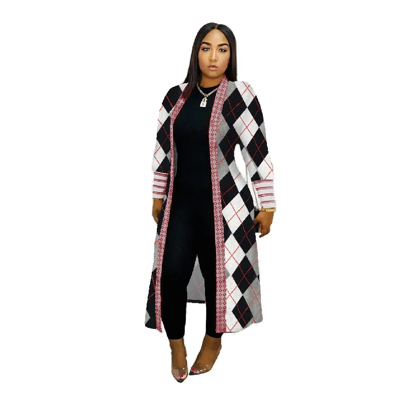 2022 fall ladies long cardigan winter fashion leopard print long coats for women