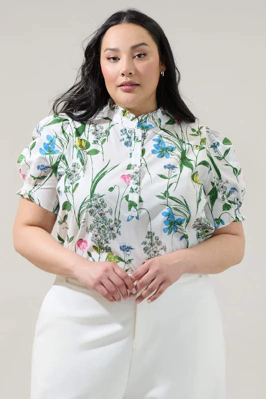 Clove Garden Floral Puff Sleeve Top Curve