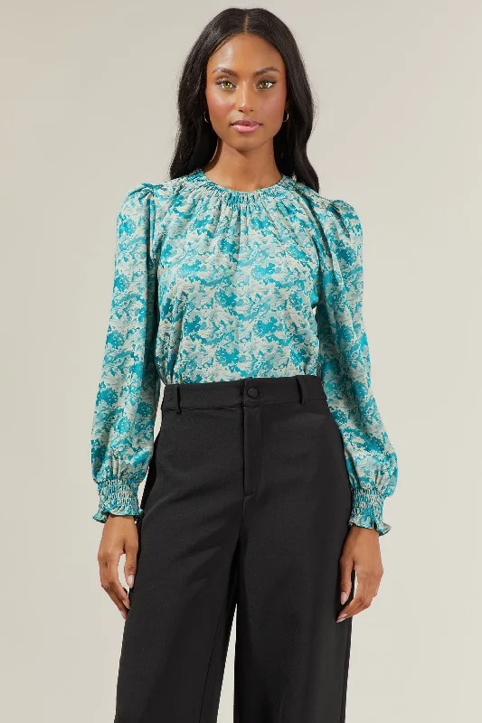 Cyrus Floral Jacquard Satin Blouse