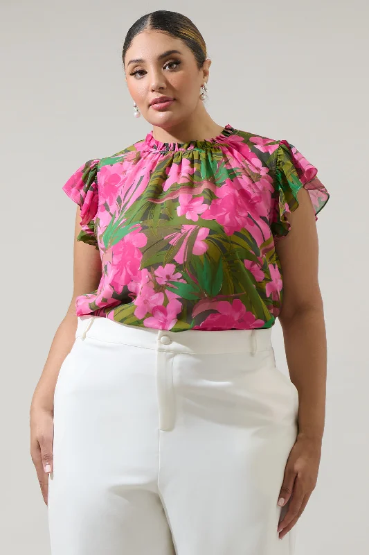 Dandi Floral Veda Cap Sleeve Top Curve